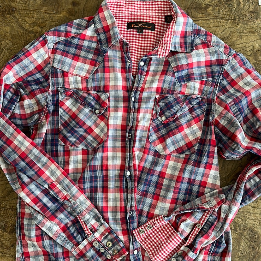 Ben Sherman Plaid Pearl Snap Button Down Shirt